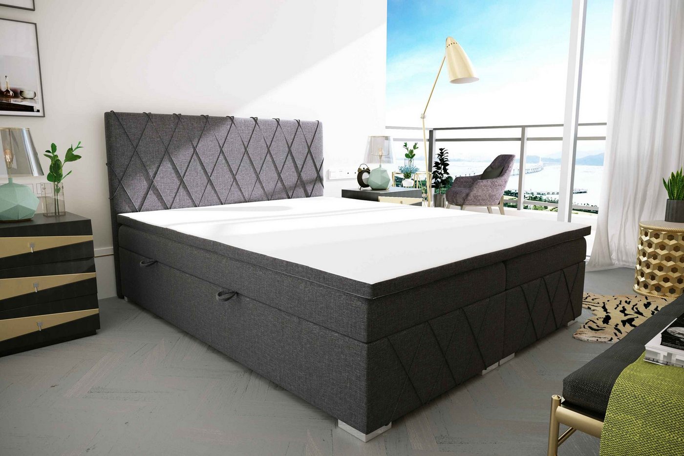 Furnix Boxspringbett FREDD Polsterbett 140/160x180x200 cm 2 Bettkasten inkl günstig online kaufen