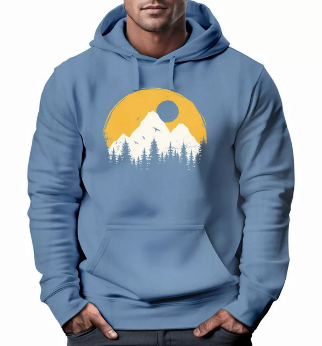 Neverless Hoodie Hoodie Herren Outdoor Print Natural Badge Logo Wandern Kap günstig online kaufen