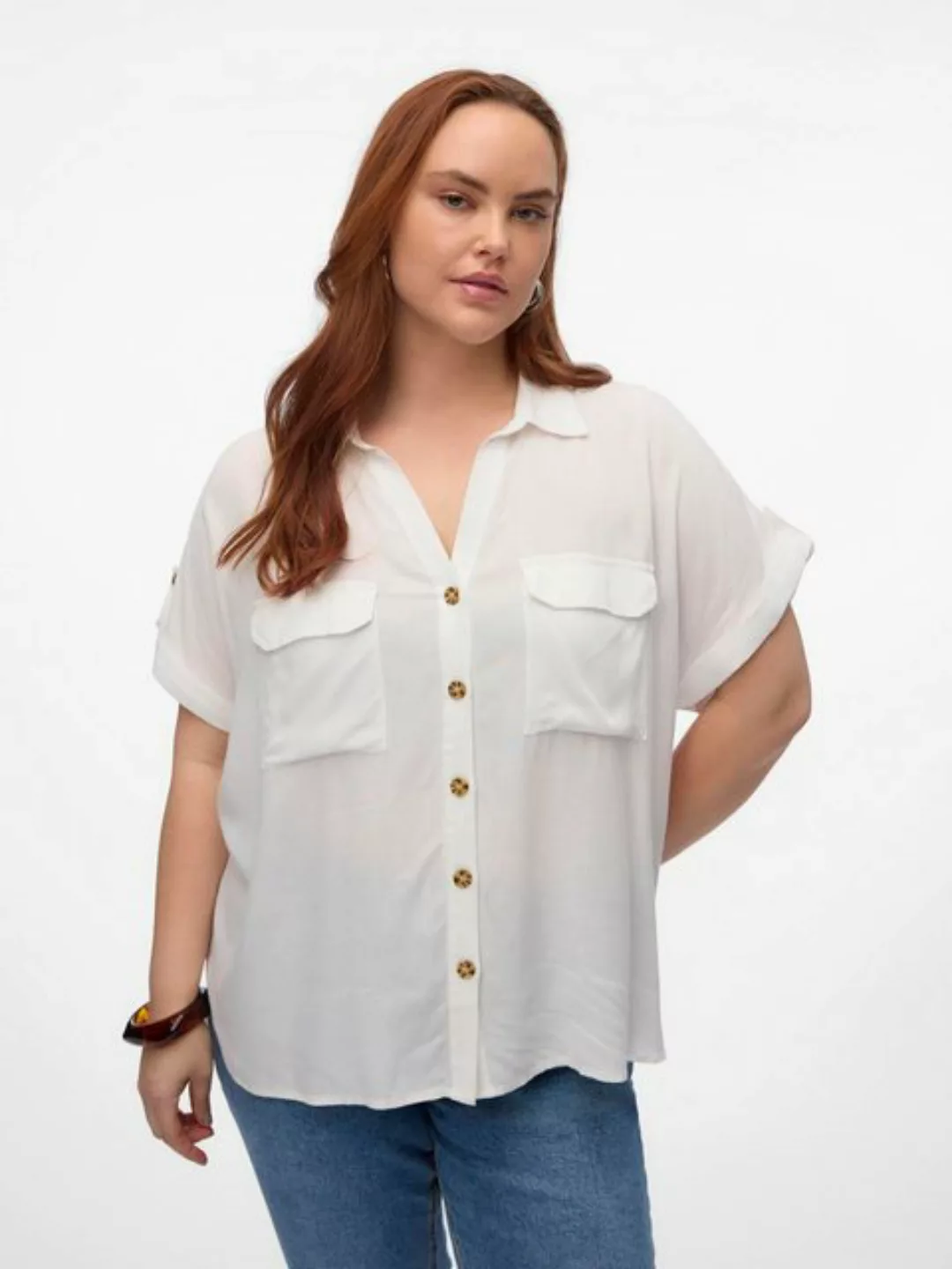 Vero Moda Curve Kurzarmbluse VMCBUMPY S/S SHIRT WVN GA CUR NOOS günstig online kaufen