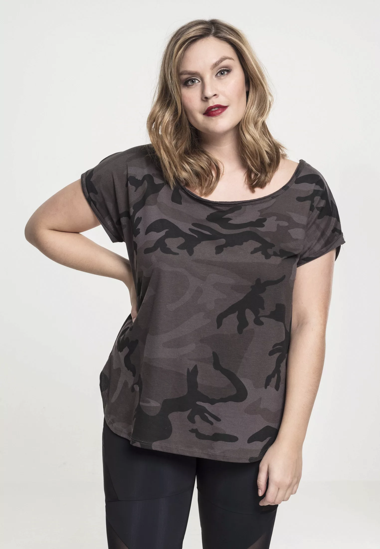 URBAN CLASSICS T-Shirt "Urban Classics Damen Ladies Camo Back Shaped Tee" günstig online kaufen