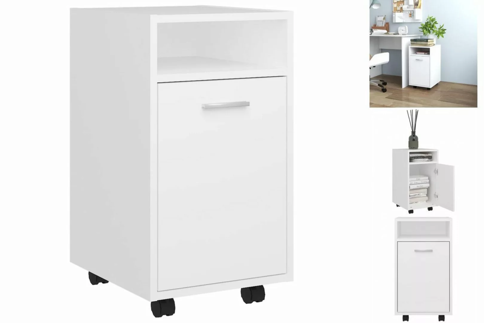 vidaXL Aktenschrank Beistellschrank mit Rollen Weiß 33x38x60 cm Spanplatte günstig online kaufen