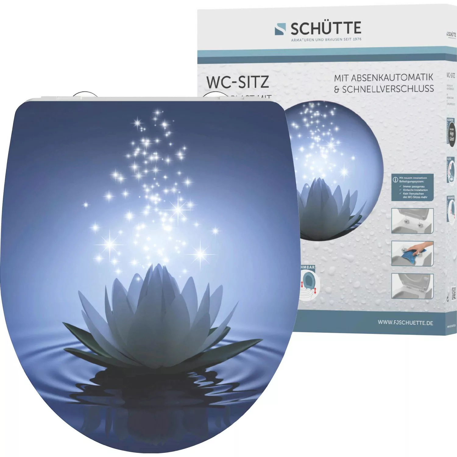 Schütte WC-Sitz Water Lily Duroplast mit Absenkautomatik & Schnellverschlus günstig online kaufen