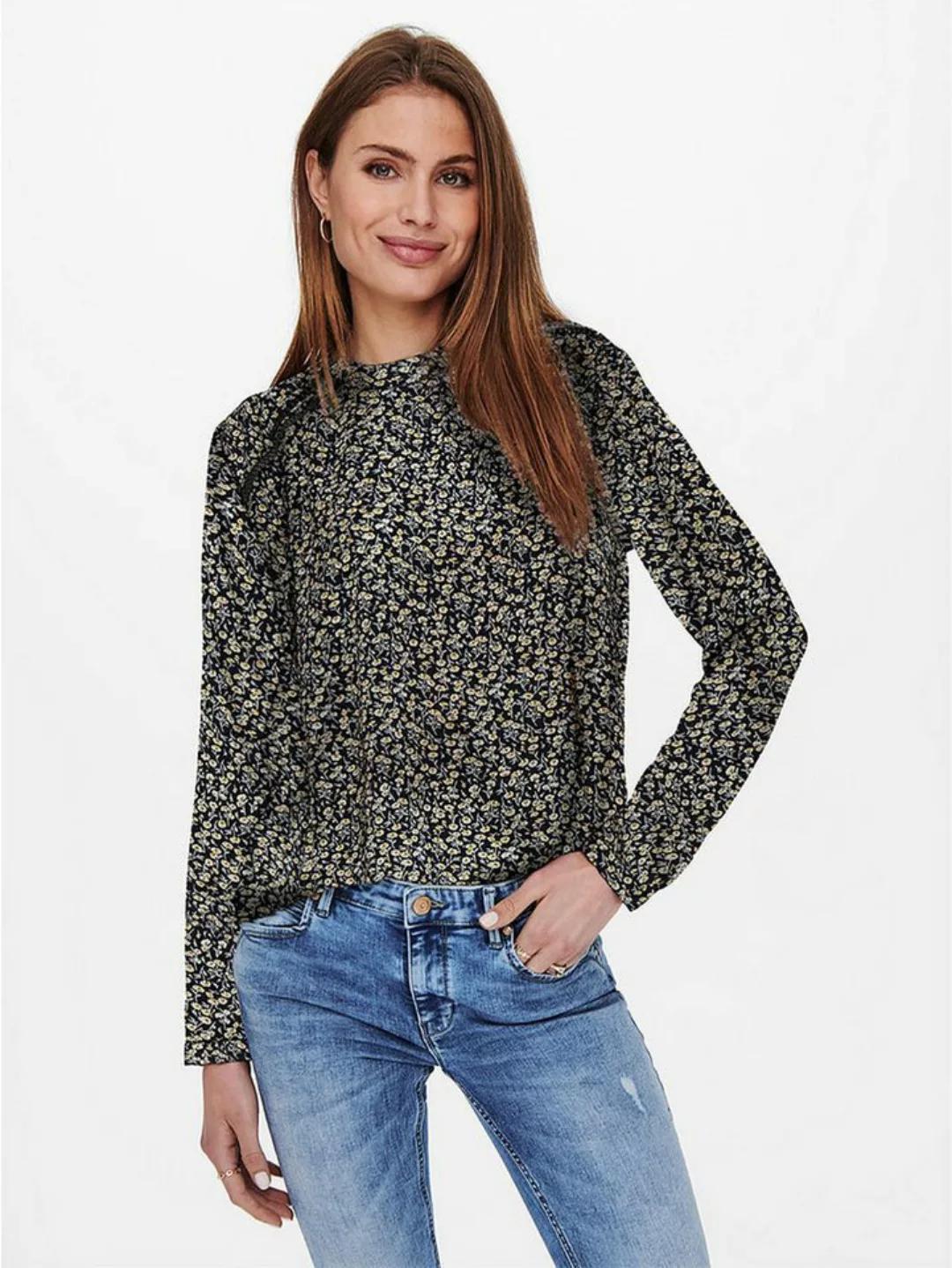 ONLY Blusenshirt Elegante Langarm Bluse Print ONLNEW MALLORY 6379 in Dunkel günstig online kaufen