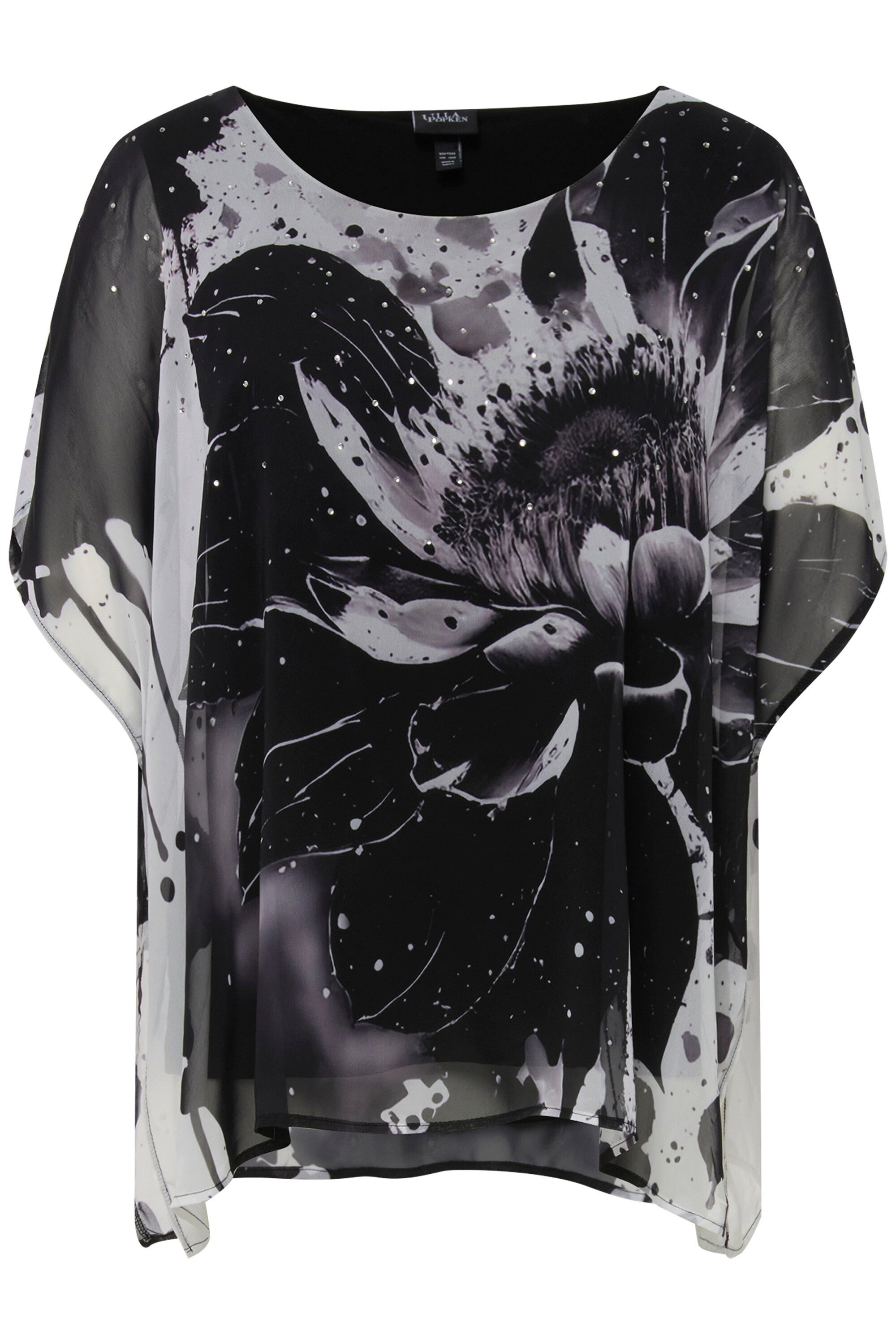 Ulla Popken T-Shirt Blusenshirt doppellagig Blüten günstig online kaufen
