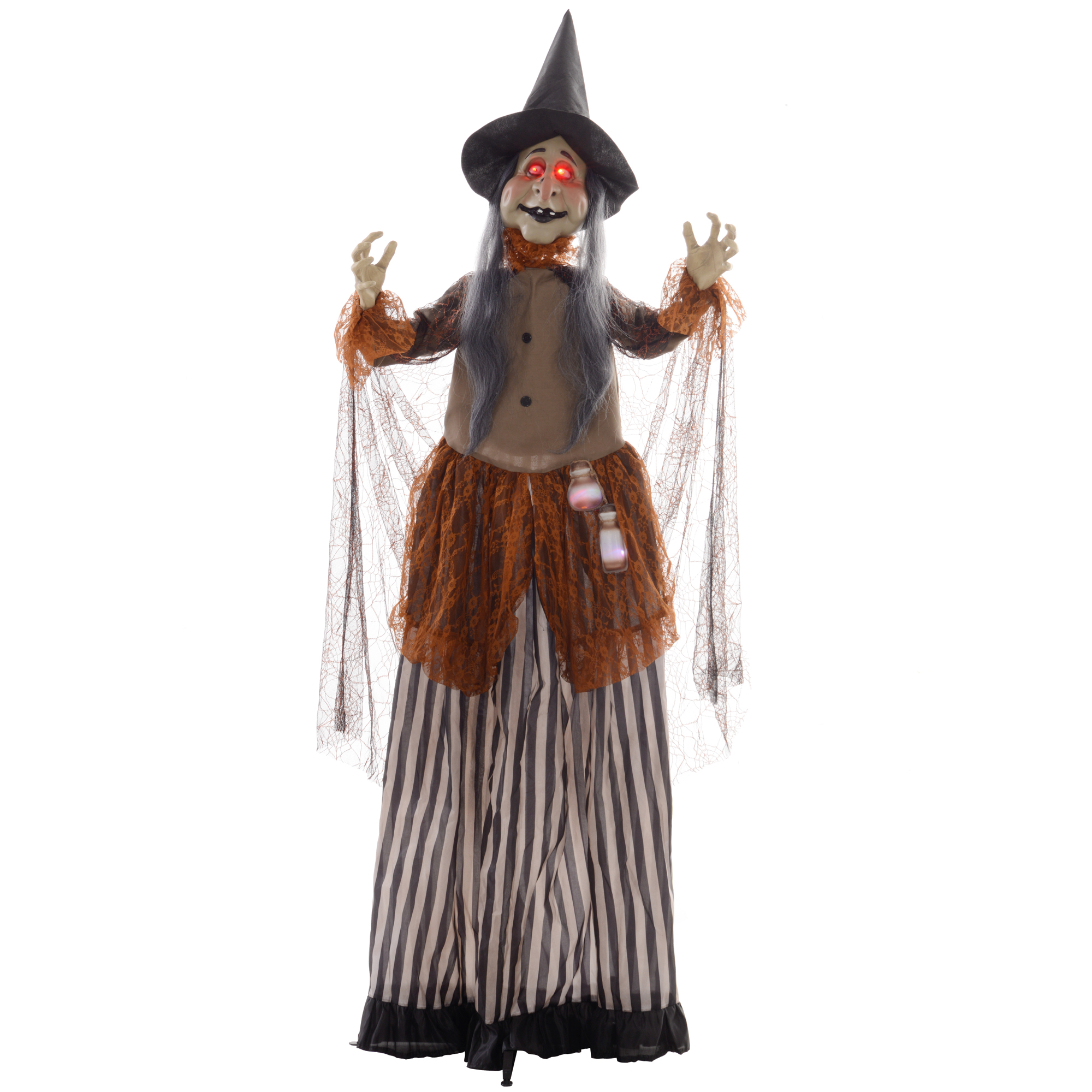 HOMCOM 183cm Halloween Dekoration Halloween-Hexe mit LED-Lichter, Soundfunk günstig online kaufen