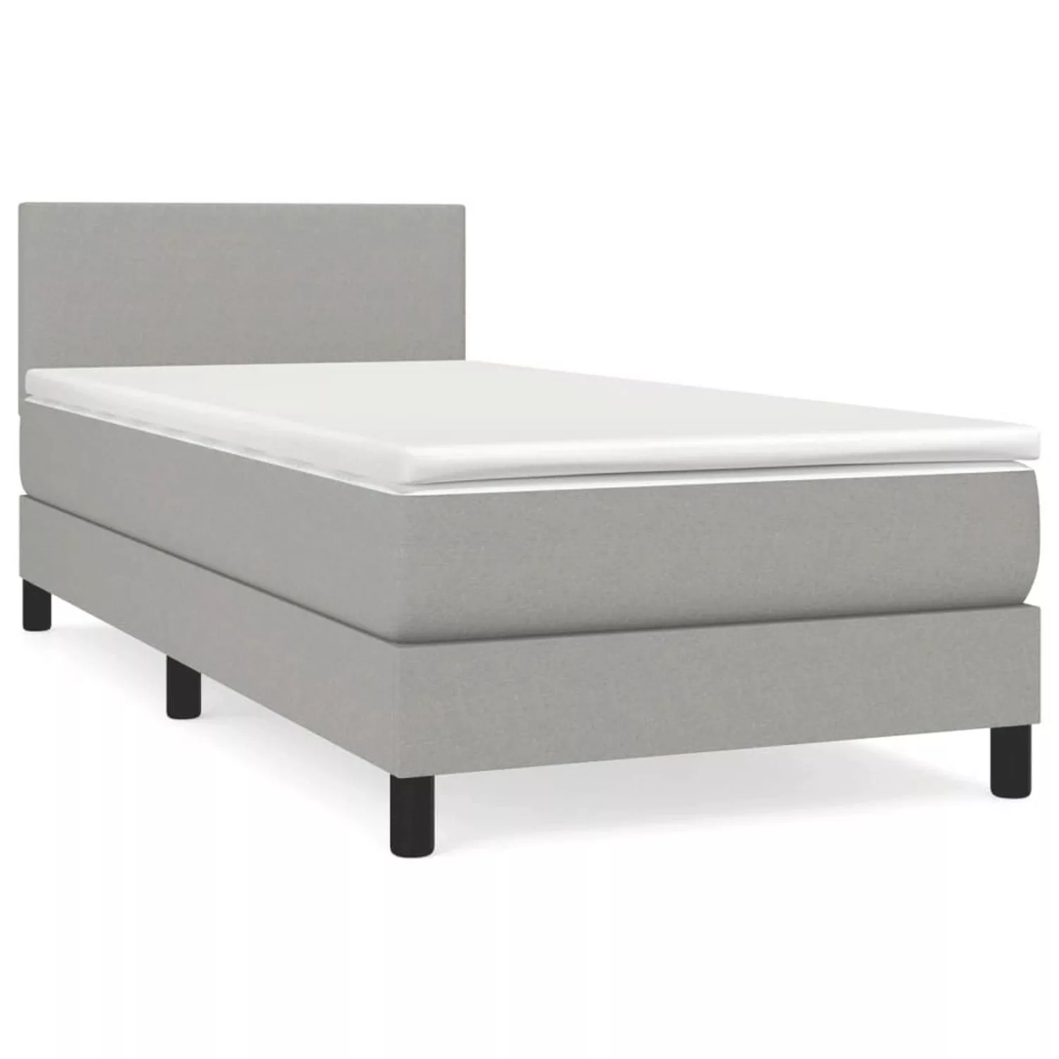 vidaXL Boxspringbett Boxspringbett mit Matratze Hellgrau 80x200 cm Stoff Be günstig online kaufen