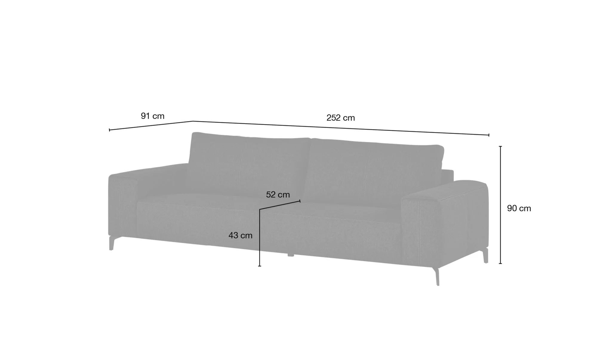 smart Sofa  Gabriela ¦ braun ¦ Maße (cm): B: 252 H: 90 T: 91 Polstermöbel > günstig online kaufen