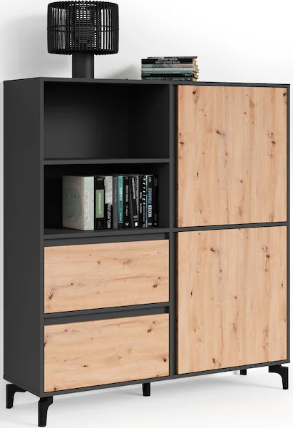 INOSIGN Highboard "Blackwood", Breite 126 cm, Korpus Anthrazit mit Absetzun günstig online kaufen