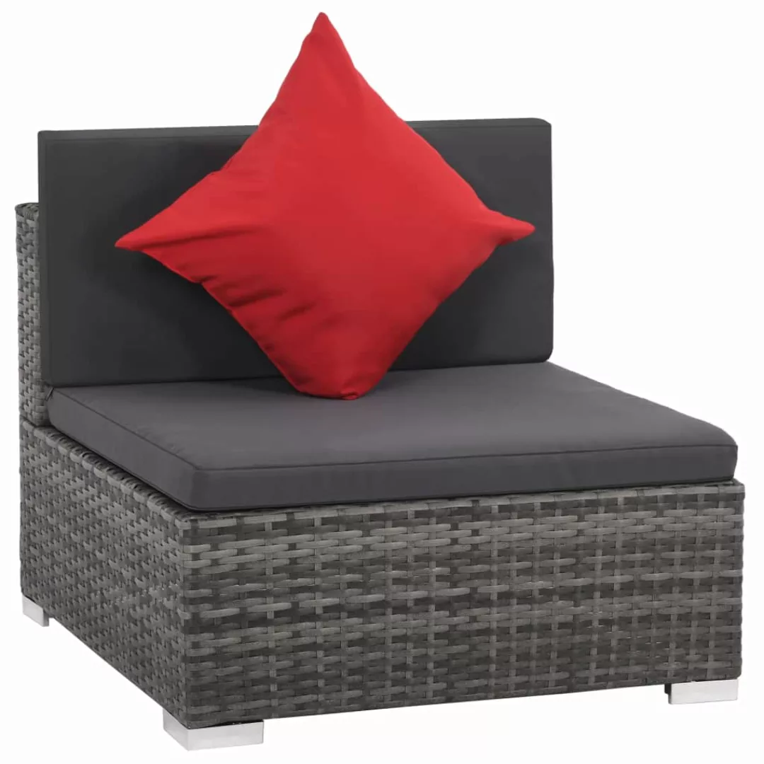 8-tlg. Garten-lounge-set Mit Auflagen Poly Rattan Grau günstig online kaufen