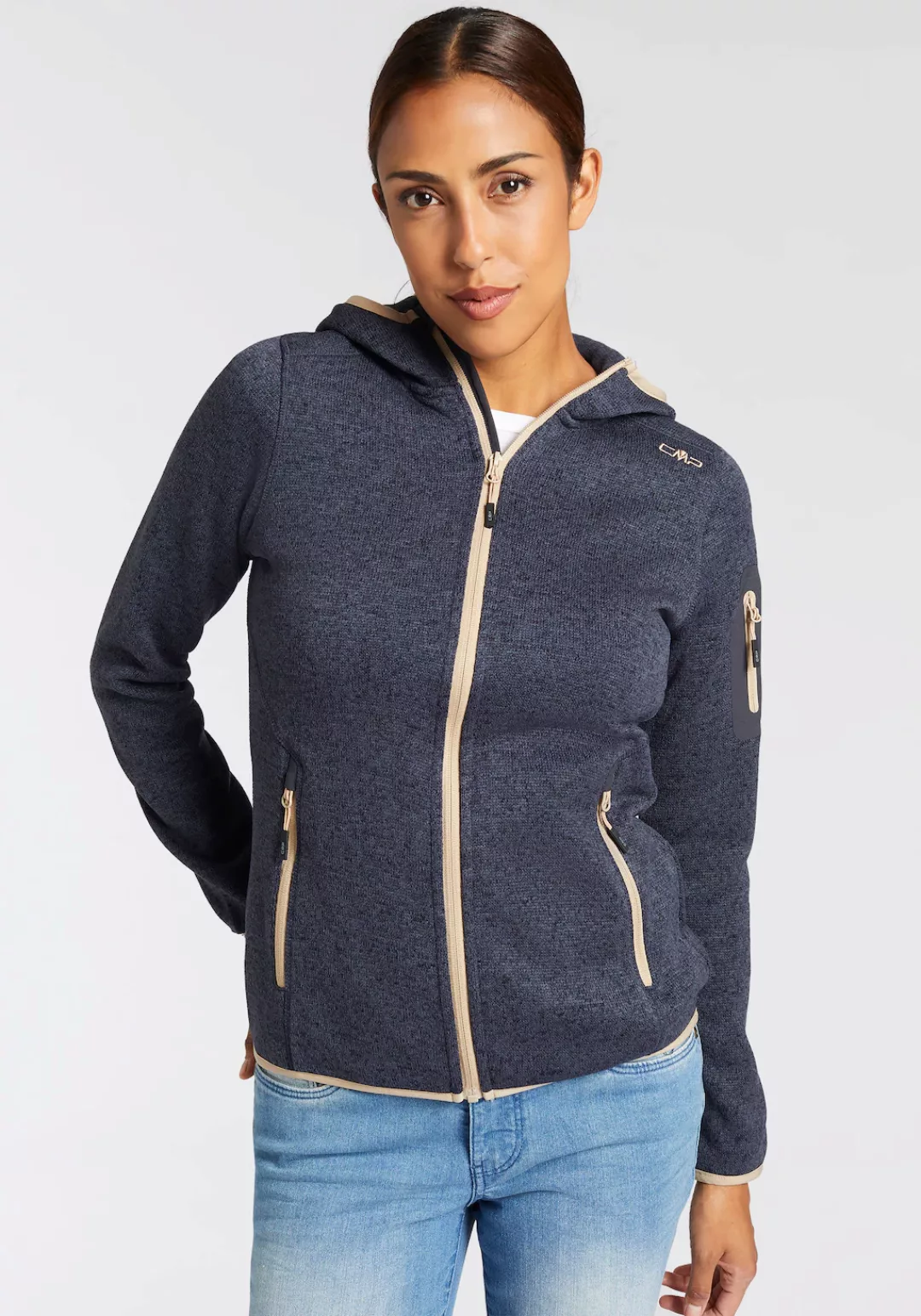 CMP Strickfleecejacke "KNITTED MELANGE HOODY WOMAN HOODY", (1 St.), mit Kap günstig online kaufen