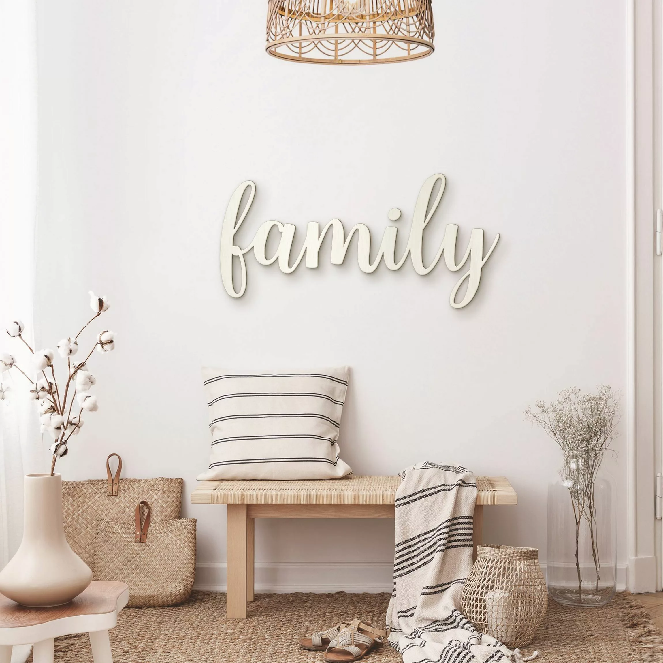 Wanddeko Holz 3D-Schriftzug Family Handlettering günstig online kaufen