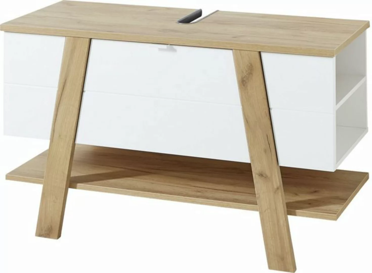 freiraum Waschbeckenunterschrank 387 (BxHxT: 111x67x46 cm) in weiss, braun günstig online kaufen