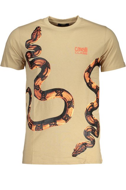 Cavalli Class T-Shirt Herren T-Shirt Beige mit Rundhals und Druck - günstig online kaufen