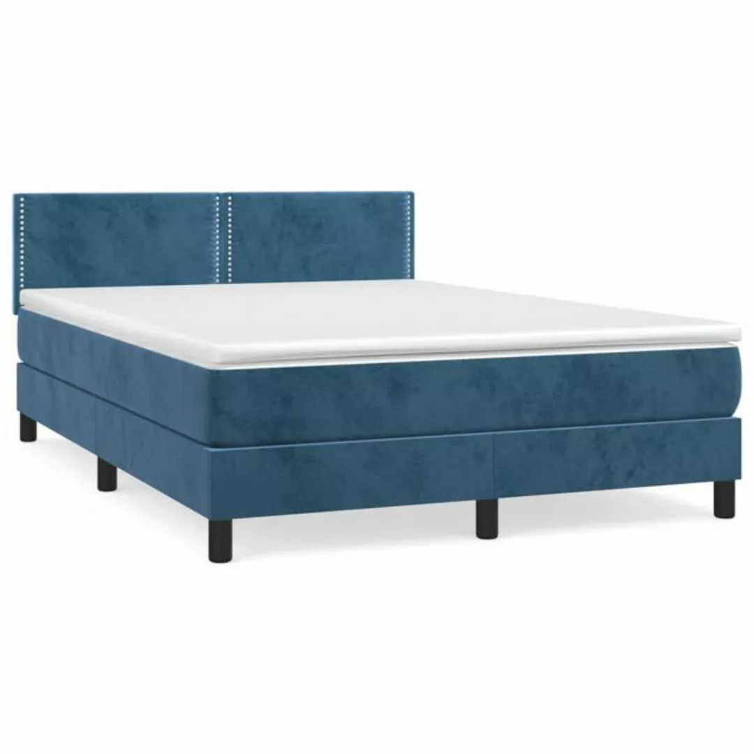 vidaXL Boxspringbett Bett Boxspringbett mit Matratze Samt (140 x 190 cm, Bl günstig online kaufen