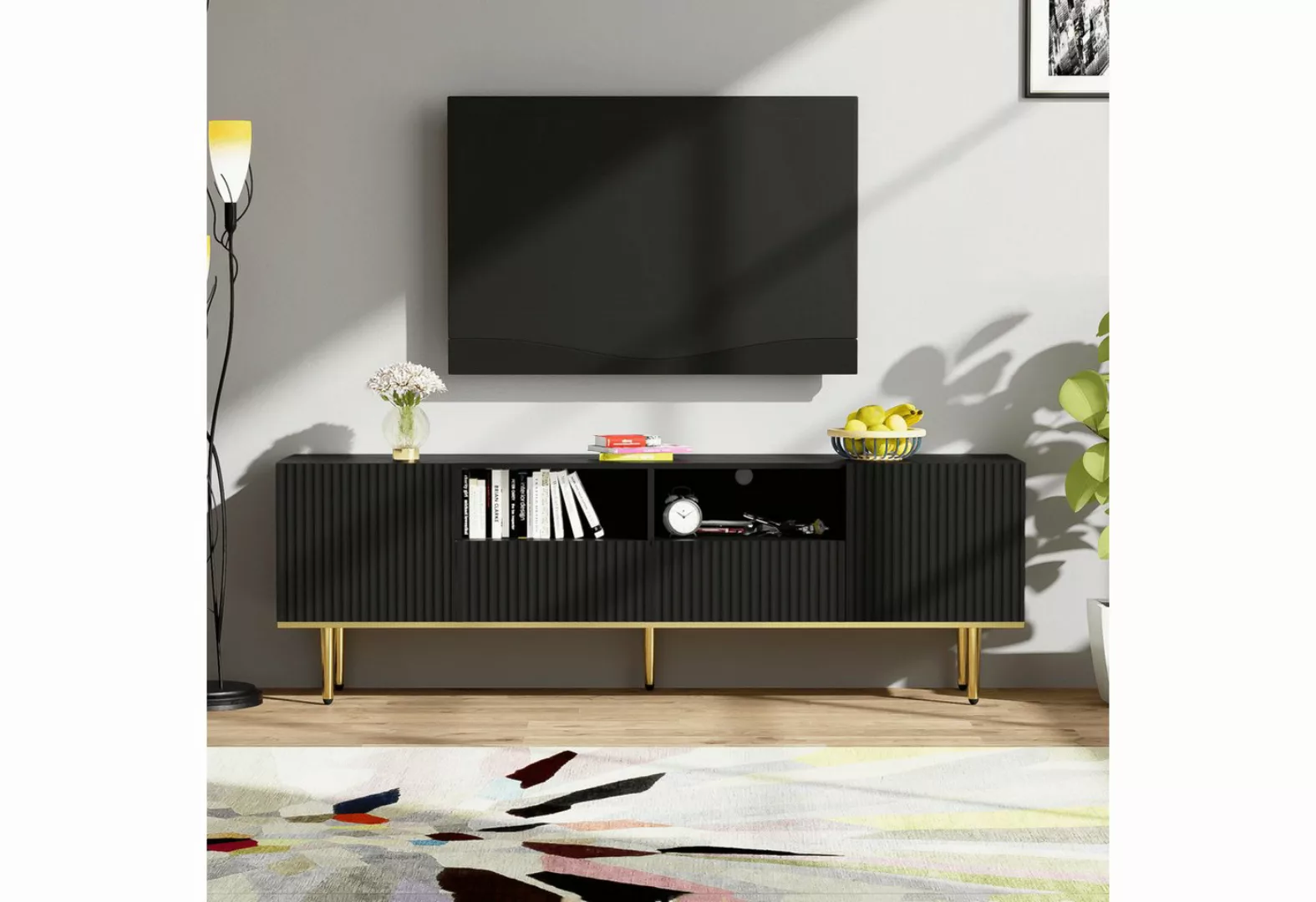 Furnishings Home TV-Schrank TV-Lowboard 4 Fächer 2 Schubladen (Set, 1er Sch günstig online kaufen