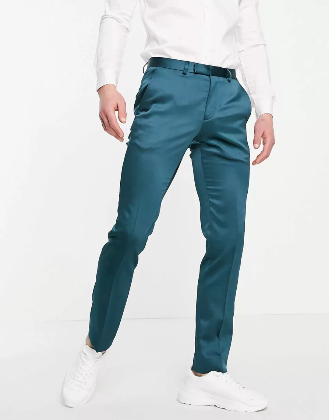 Twisted Tailor – Anzughose in Grün aus Satin günstig online kaufen