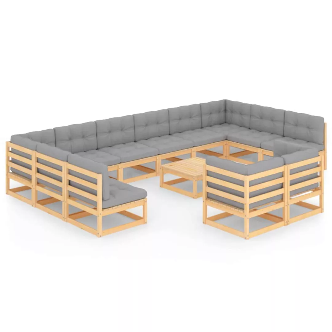 13-tlg. Garten-lounge-set Mit Kissen Kiefer Massivholz günstig online kaufen