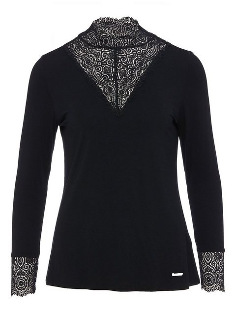 Sarah Kern Langarmshirt Longsleeve koerpernah mit Spitzendetail günstig online kaufen