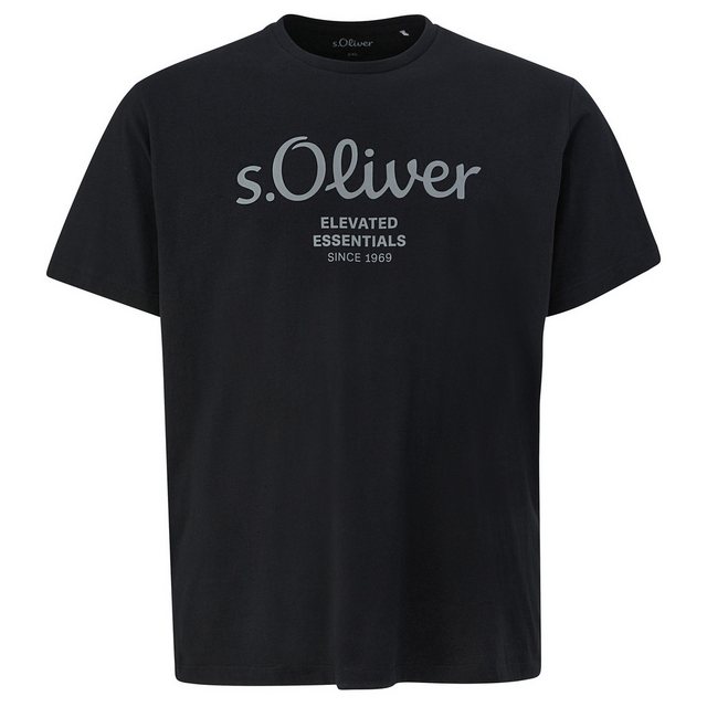 s.Oliver Rundhalsshirt Große Größen Herren T-Shirt schwarz Logo-Frontprint günstig online kaufen