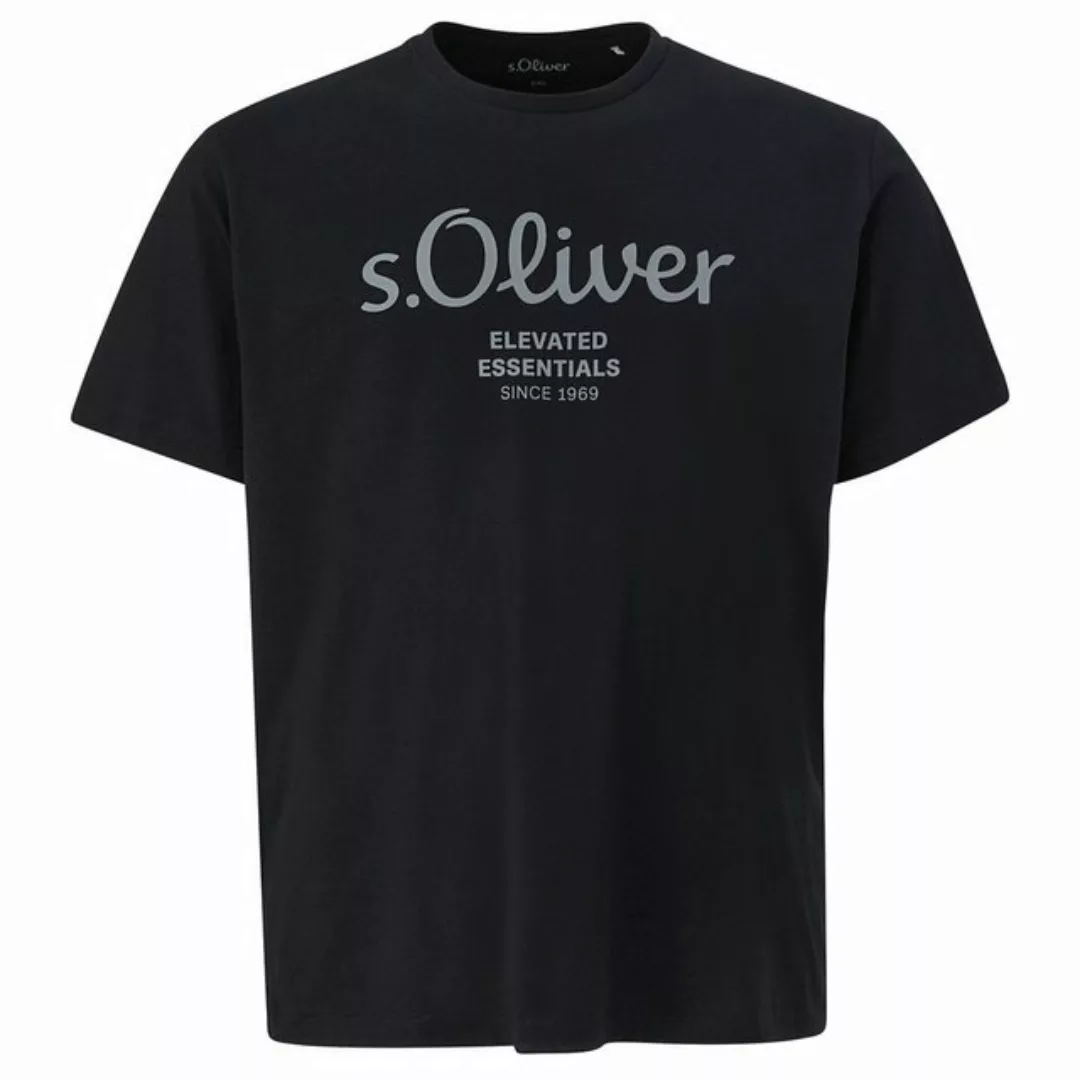 s.Oliver Rundhalsshirt Große Größen Herren T-Shirt schwarz Logo-Frontprint günstig online kaufen