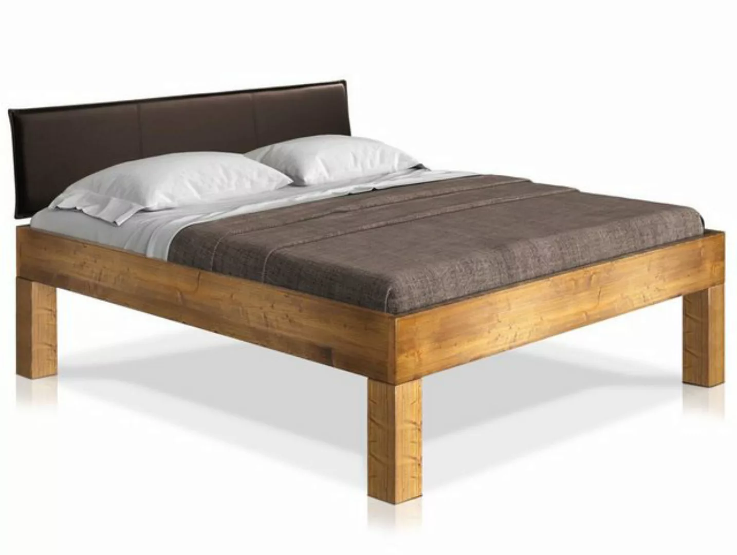 Moebel-Eins Massivholzbett, CURBY 4-Fuß-Bett mit Polster-Kopfteil, Material günstig online kaufen