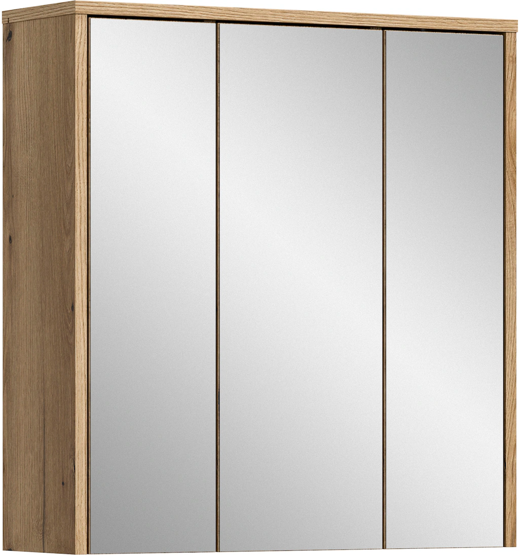 welltime Spiegelschrank "Kayu, Breite 64 cm, 3 Spiegeltüren, 6 Einlegeböden günstig online kaufen