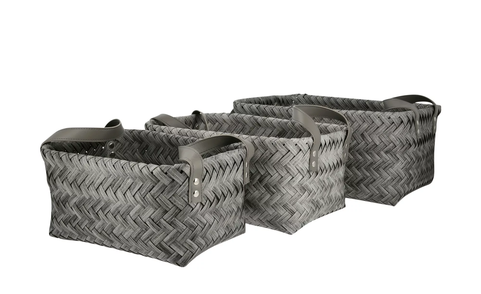 Aufbewahrungskorb, 3er Set - grau - Aluminum, Polypropylen - 25 cm - 16 cm günstig online kaufen