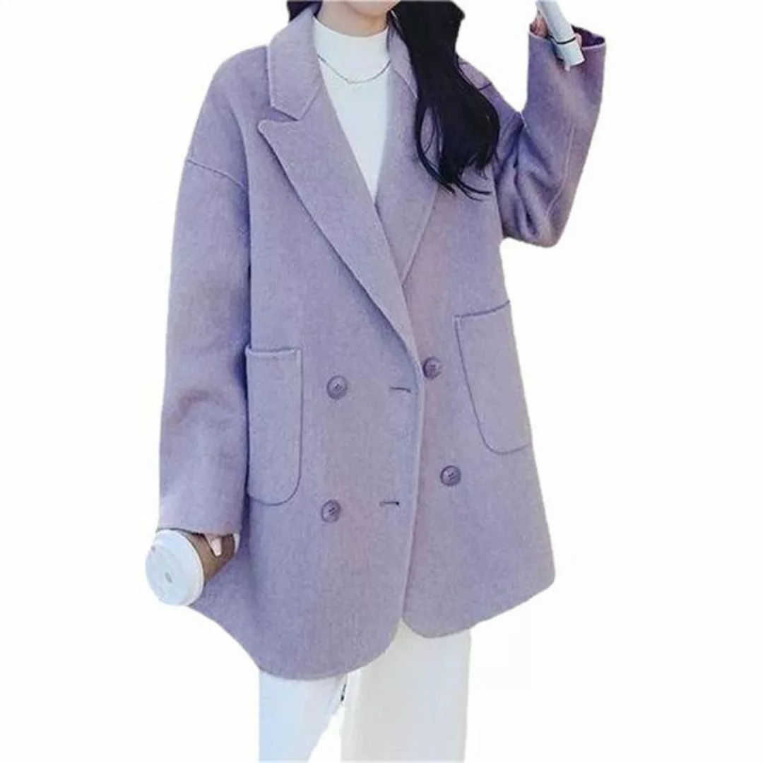 RUZU UG Blusenblazer Damen Anzugjacke Casual Langarm verdickte Wolle Fleece günstig online kaufen