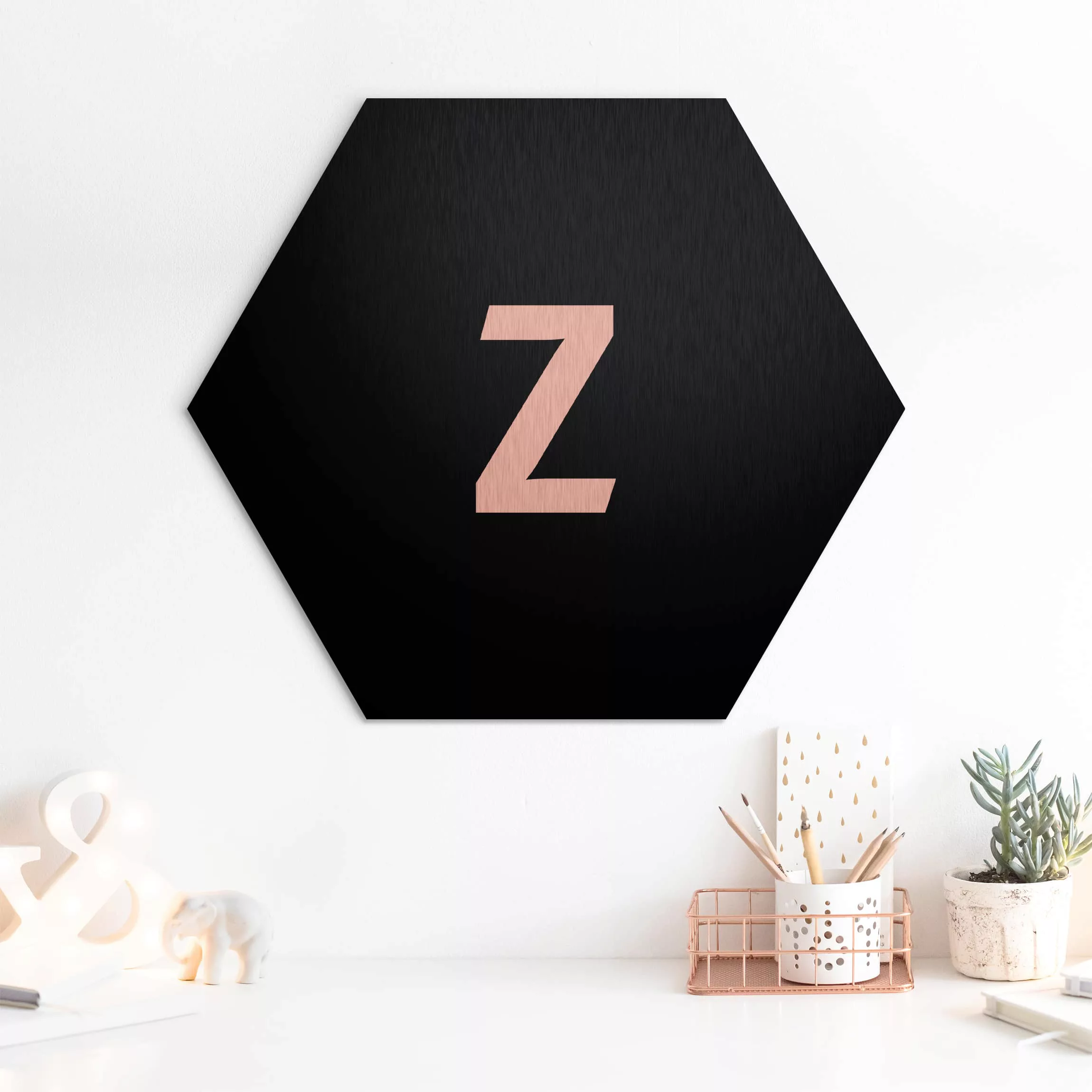 Hexagon-Alu-Dibond Bild Buchstaben Buchstabe Schwarz Z günstig online kaufen