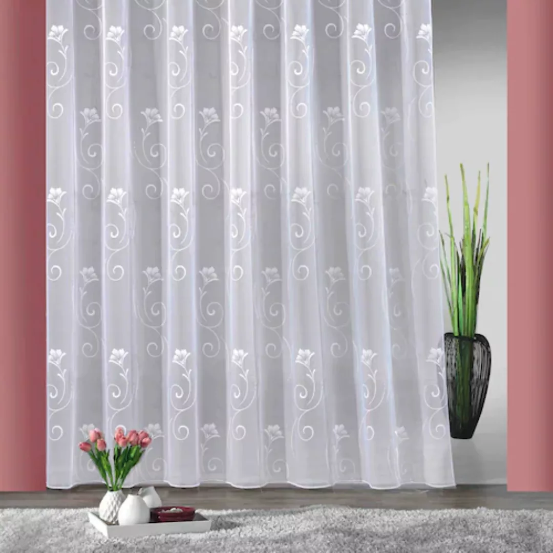 Weckbrodt Gardine »Lilly«, (1 St.), Jacquard, strukturiert, Allover, Motiv, günstig online kaufen