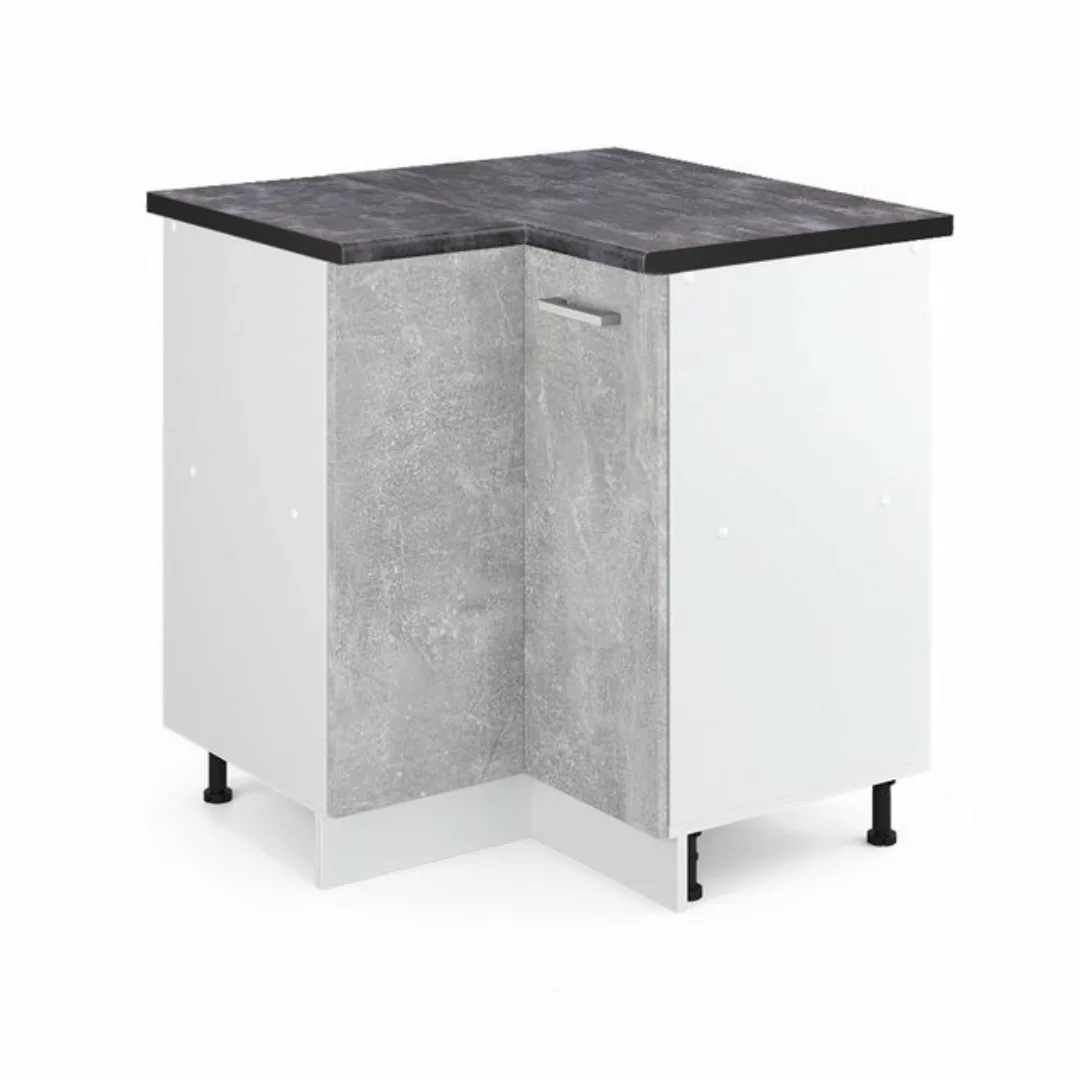 Vicco Eckunterschrank R-Line, Beton/Weiß, 75.6 cm ohne Arbeitsplatte günstig online kaufen