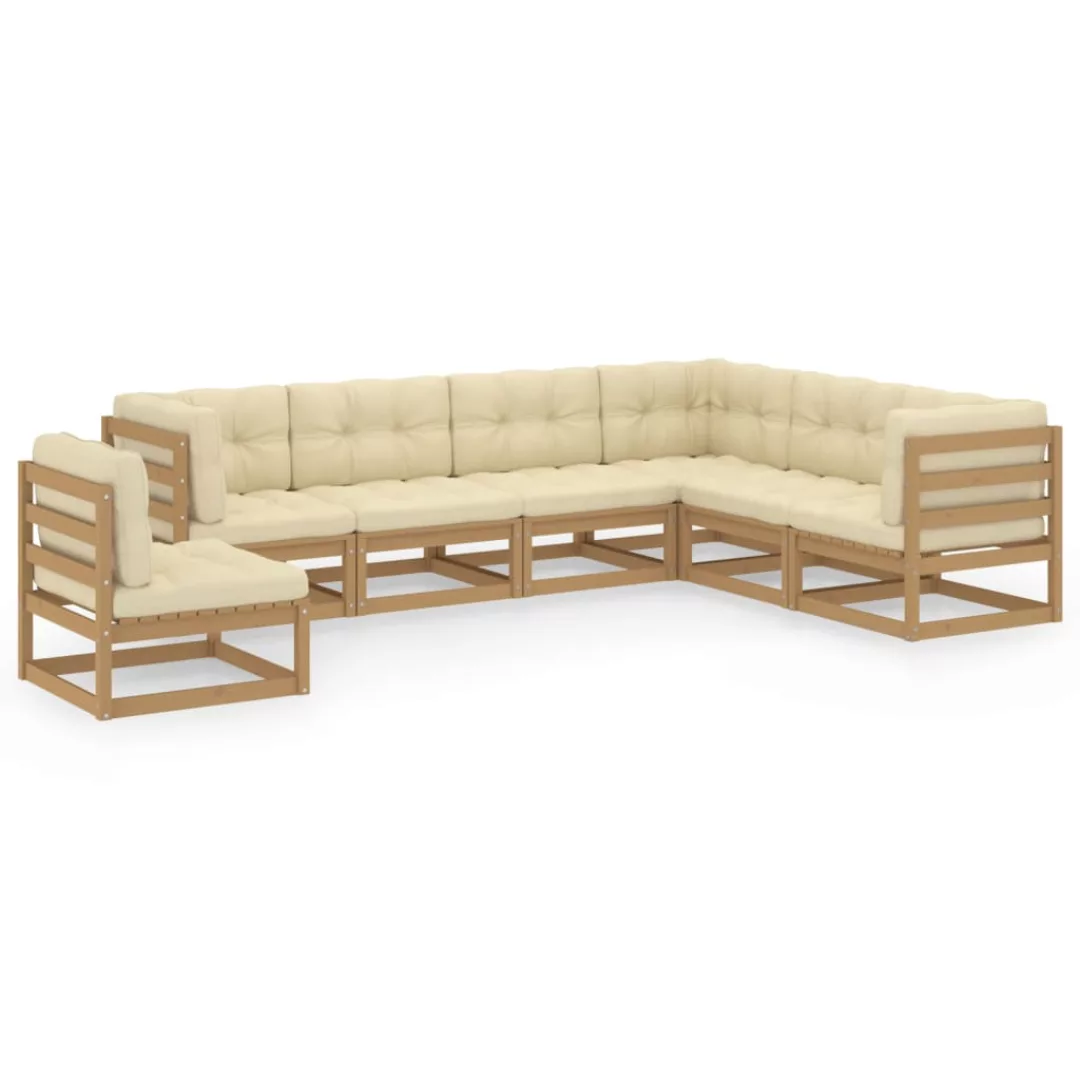 7-tlg. Garten-lounge-set Kissen Honigbraun Kiefer Massivholz günstig online kaufen