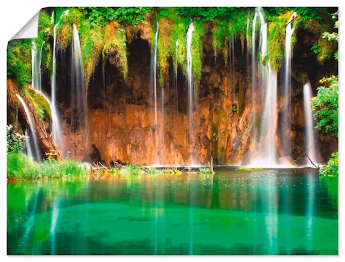 Artland Wandbild "Schöner Wasserfall im Wald", Gewässer, (1 St.), als Leinw günstig online kaufen