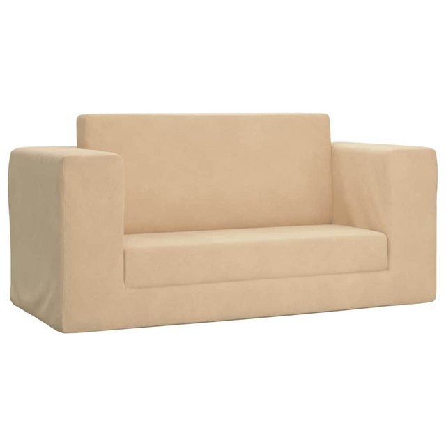 vidaXL Kindersofa, Kinder-Schlafsofa 2-Sitzer Creme Weicher Plüsch günstig online kaufen