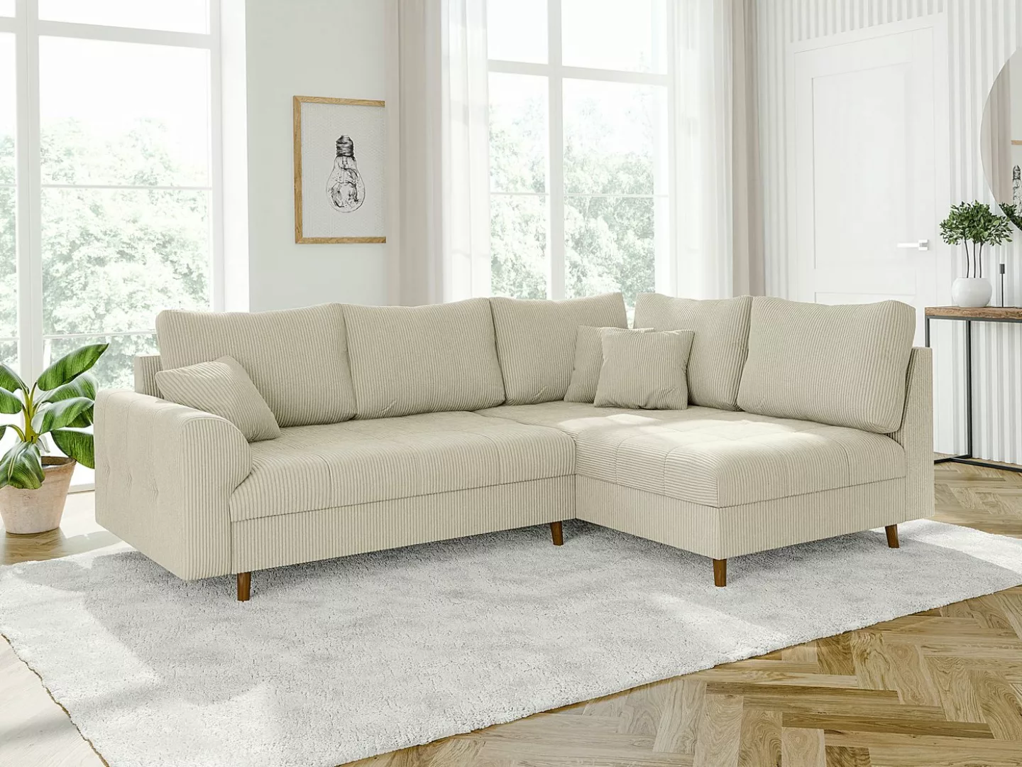 S-Style Möbel Ecksofa Zara mit Braun Holzfüßen im skandinavischen Stil aus günstig online kaufen