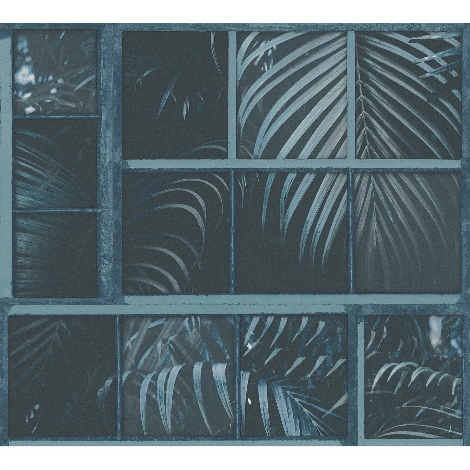 Bricoflor Blaue Palmen Tapete 3D Optik Industrial Wandtapete Palmenblättern günstig online kaufen