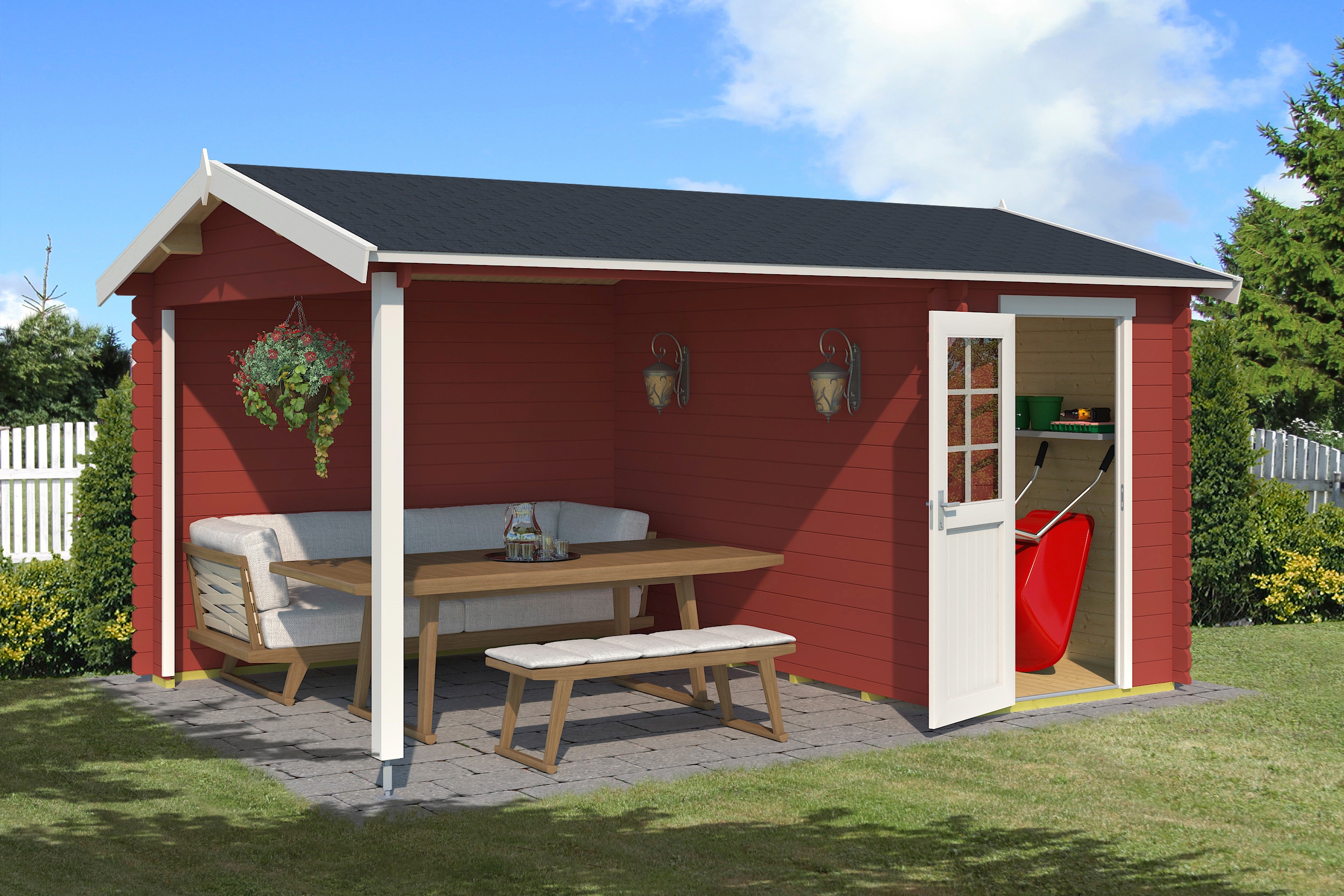 LASITA MAJA Gartenhaus "Wibo, Schwedenrot", (Set), mit Anbau günstig online kaufen