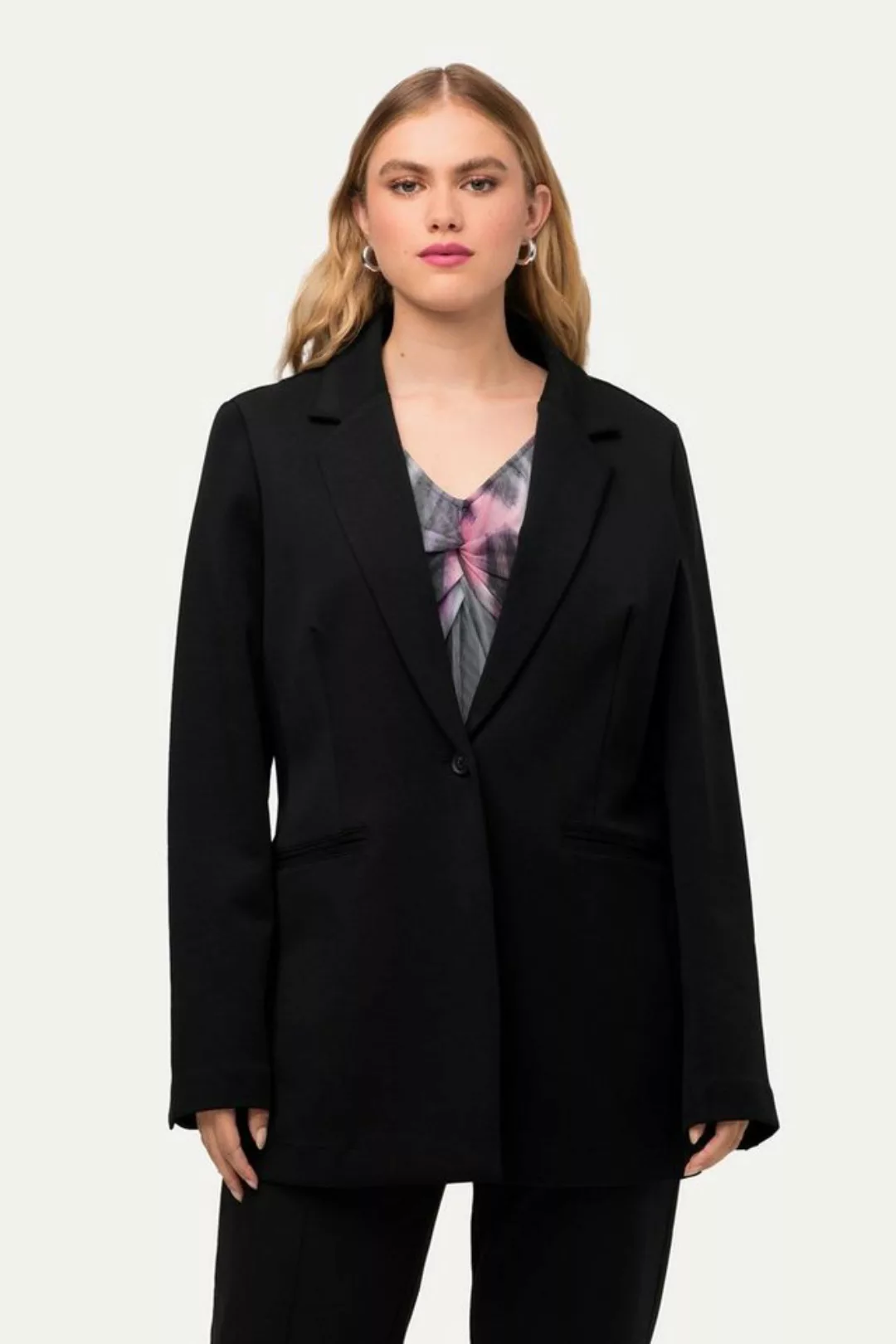 Ulla Popken Jerseyblazer Blazer Punto di Roma A-Linie Reverskragen Stretch günstig online kaufen