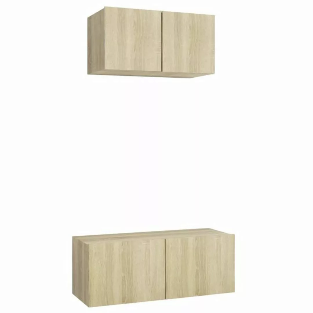 furnicato TV-Schrank 2-tlg. TV-Schrank-Set Sonoma-Eiche Holzwerkstoff (1-St günstig online kaufen