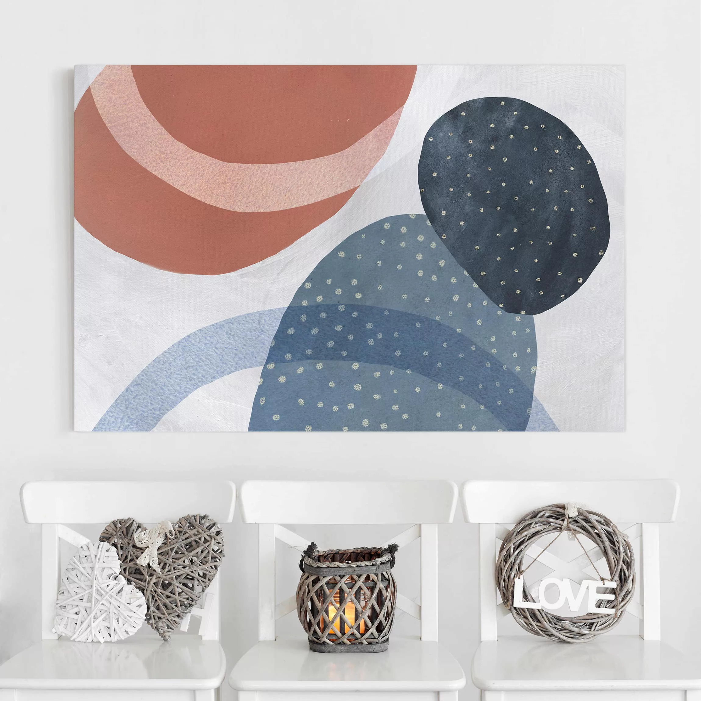 Leinwandbild Abstrakt - Querformat Orbit mit Punkten II günstig online kaufen