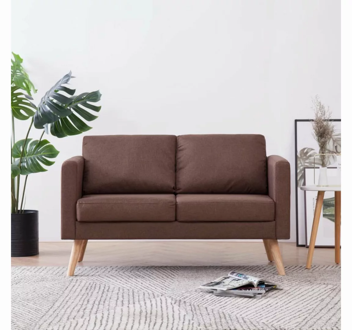 vidaXL Sofa 2-Sitzer-Sofa Stoff Braun Couch günstig online kaufen