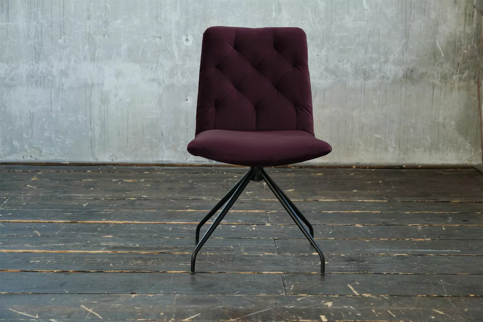 KAWOLA Stuhl NEW CHARME Drehstuhl Esszimmerstuhl Velvet purple günstig online kaufen