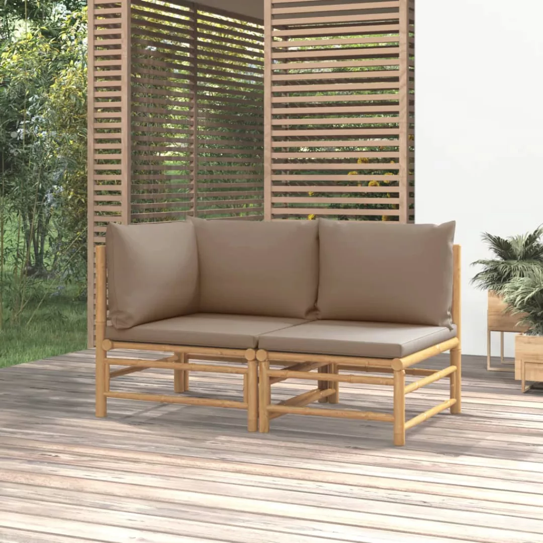 Vidaxl 2-tlg. Garten-lounge-set Mit Taupe Kissen Bambus günstig online kaufen