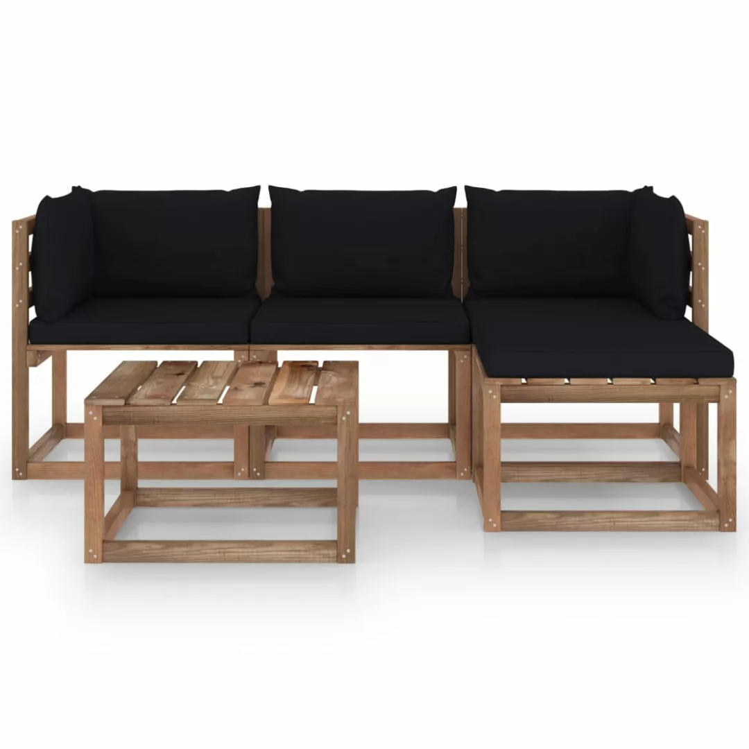 5-tlg. Garten-lounge-set Mit Schwarzen Kissen günstig online kaufen