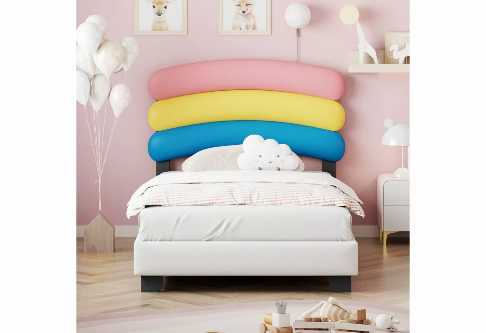 Gotagee Polsterbett Einzelbett 90x200cm Polsterbett Regenbogenform Kinderbe günstig online kaufen
