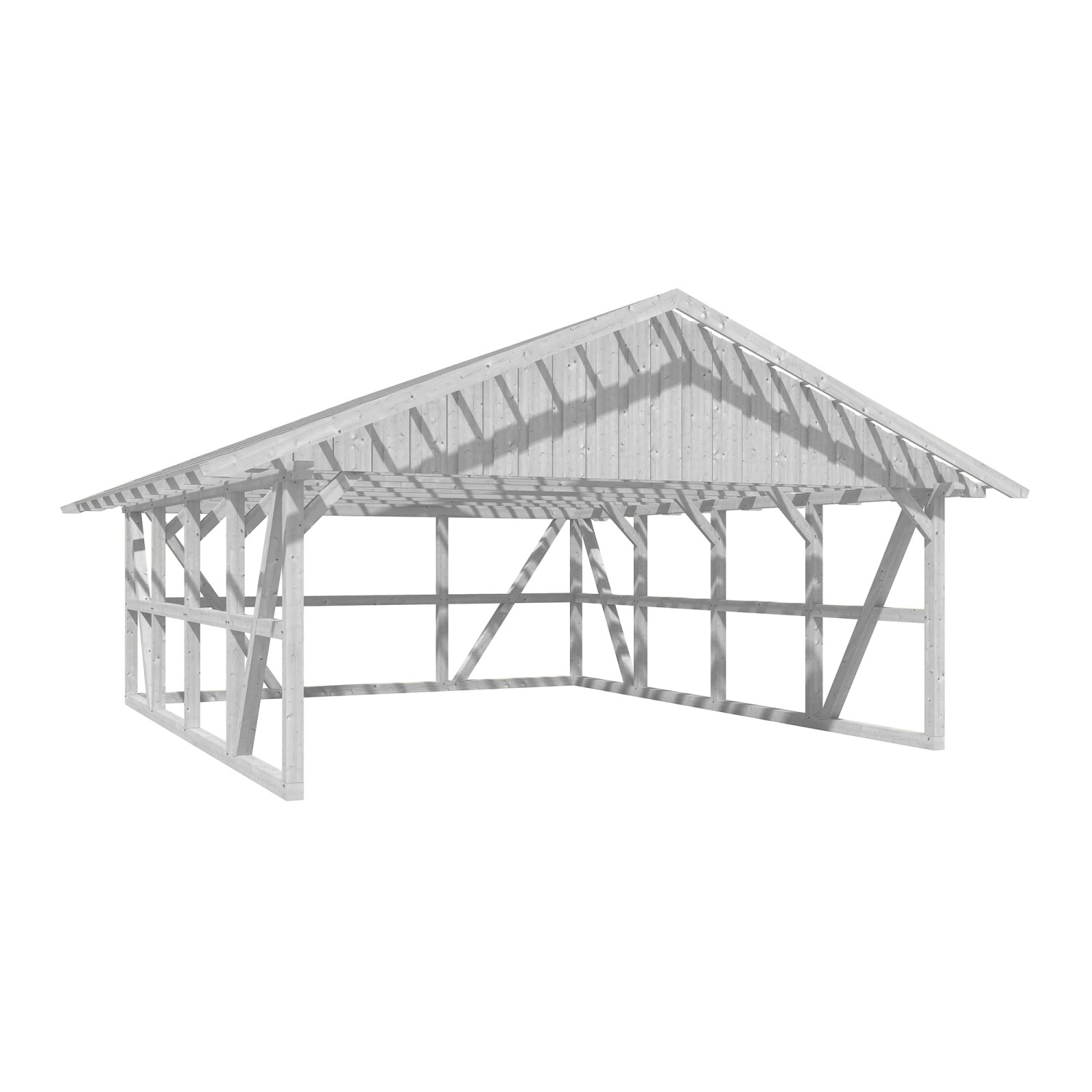 Skan Holz Carport Schwarzwald m. Dachlattung u. Rückwand 684 x 772 cm Weiß günstig online kaufen