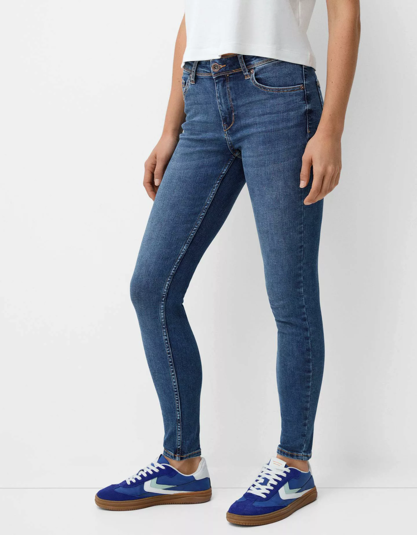 Bershka Skinny-Jeans Mit Tiefem Bund Damen 40 Blau günstig online kaufen