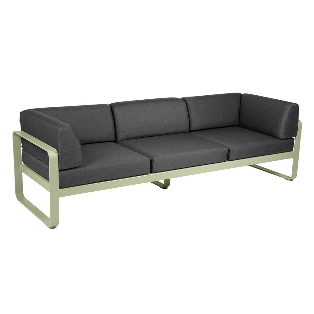 Bellevie 3-Sitzer Club Sofa Outdoor 65 Lindgrün A3 Graphitgrau günstig online kaufen