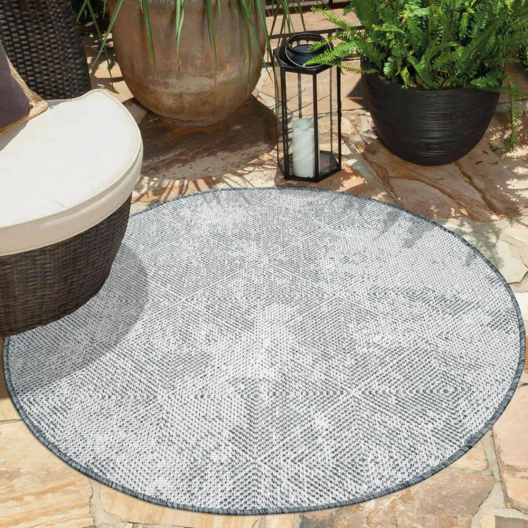 Carpet City Outdoorteppich »DUO RUG 5845«, rund, 5 mm Höhe, Wendeteppich We günstig online kaufen