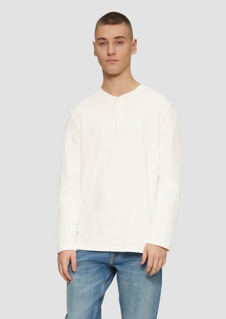 QS Langarmshirt Gewaschenes Henley-Longsleeve in Strukturjersey Waschung günstig online kaufen